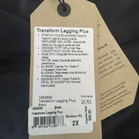 NWT Prana Women's Transform 7/8 Leggings‎ High Rise Black Size 2X MSRP $99 - Picture 6 of 16